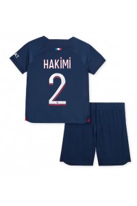 Paris Saint-Germain Achraf Hakimi #2 Jalkapallovaatteet Lasten Kotipeliasu 2023-24 Lyhythihainen (+ Lyhyet housut)